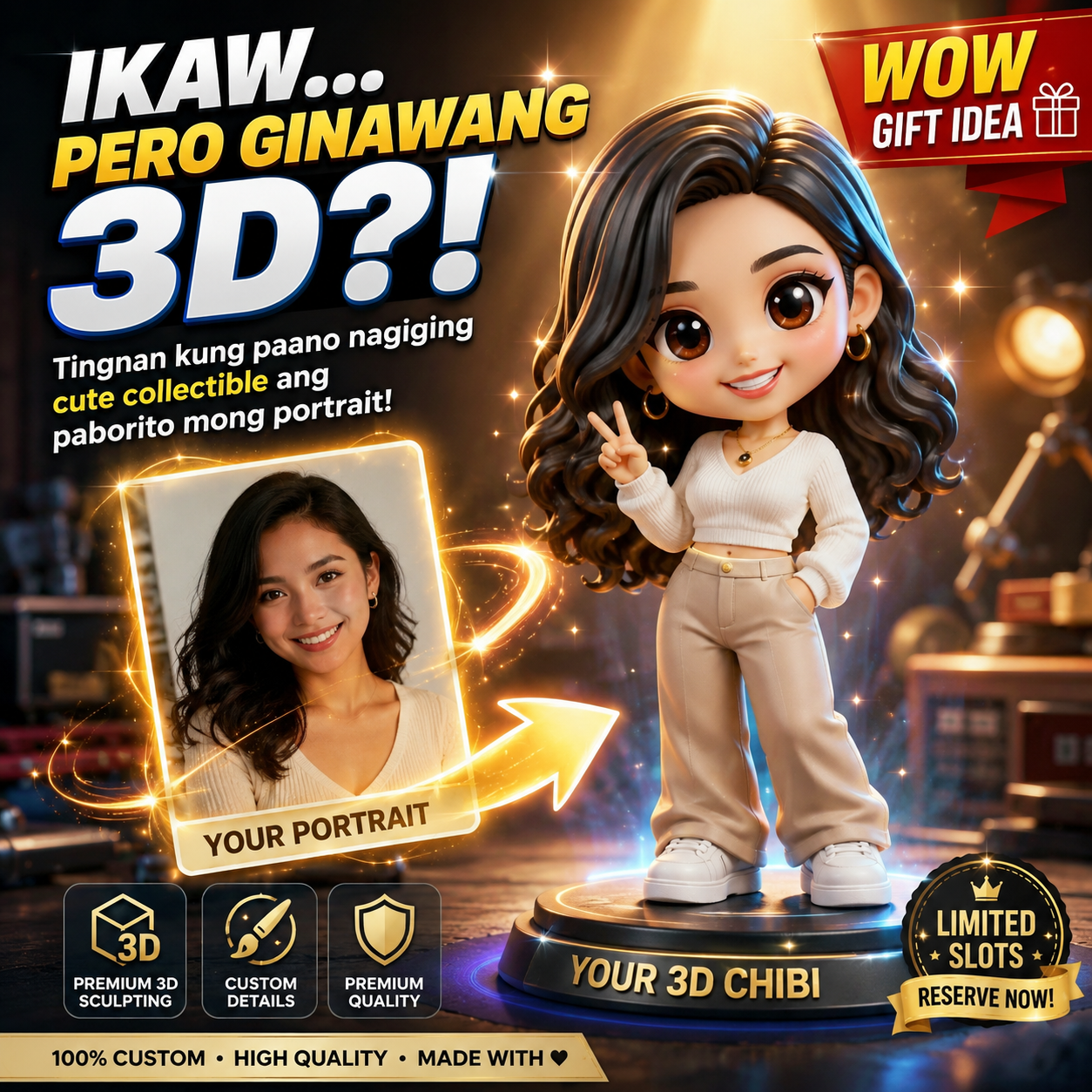 3D CHIBI CUSTOMIZED 3D PRINTED FIGURE UNIQUE PERSONALIZED DESIGN IDEAL FOR COLLECTORS AND FANS CHIBI ART